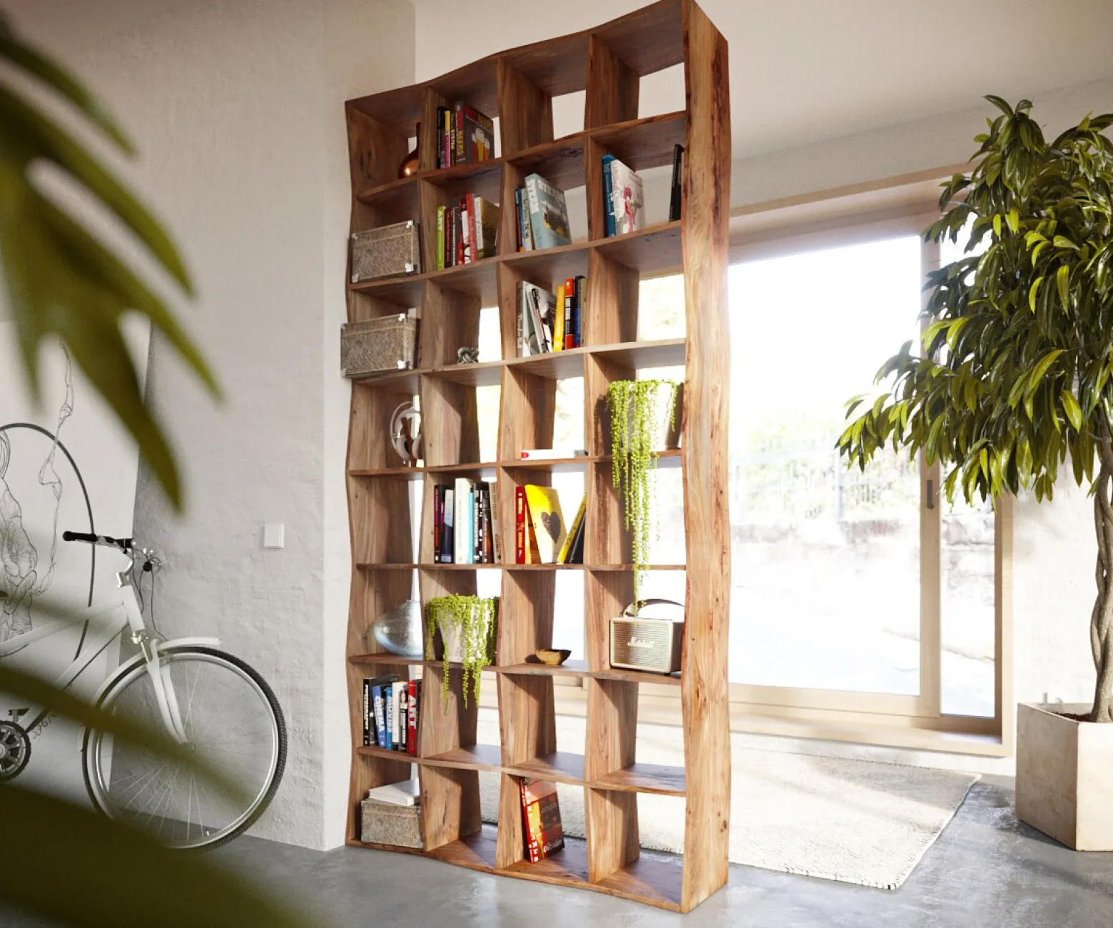 BücherregalLive-Edge 240x120 cm Akazie Natur Massivholz Sofort versandfertig