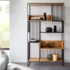 BücherregalLukeo 115x200 cm Akazie Natur Metall Schwarz Sofort versandfertig
