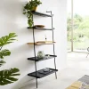 BücherregalMikkusu 80x185 cm Bambus Natur Mango Schwarz 5 Ablagen Metall Schwarz Versandfertig ca. 05.11.26