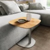 BeistelltischEdge Boot 50x50 cm Eiche Natur Schweizer Kante Eleny Edelstahl gebürstet Sofort versandfertig