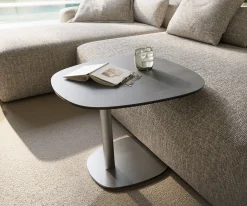 BeistelltischEdge Boot 60x60 cm Keramik Beton Grau Eleny Edelstahl gebürstet Sofort versandfertig