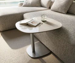 BeistelltischEdge Boot 60x60 cm Keramik Onyx Champagne Eleny Edelstahl gebürstet Versandfertig ca. 28.10.26