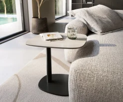 BeistelltischEdge Boot 50x50 cm Keramik Onyx Champagne Eleny Metall Schwarz Versandfertig ca. 16.10.26