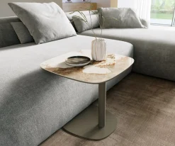 BeistelltischEdge Boot 50x50 cm Keramik Minas Melange Eleny Metall Effektfinish Titan Sofort versandfertig