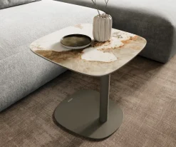 BeistelltischEdge Boot 50x50 cm Keramik Minas Melange Eleny Metall Effektfinish Titan Sofort versandfertig
