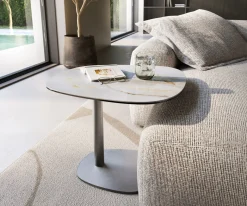 BeistelltischEdge Boot 60x60 cm Keramik Onyx Pearl Eleny Edelstahl gebürstet Sofort versandfertig
