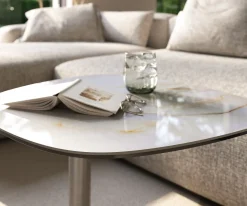 BeistelltischEdge Boot 60x60 cm Keramik Onyx Pearl Eleny Edelstahl gebürstet Sofort versandfertig