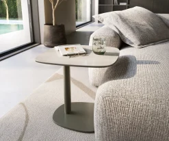 BeistelltischEdge Boot 50x50 cm Keramik Onyx Champagne Eleny Metall Effektfinish Titan Versandfertig ca. 16.10.26