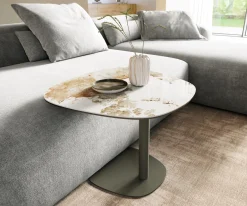 BeistelltischEdge Boot 60x60 cm Keramik Minas Melange Eleny Metall Effektfinish Titan Sofort versandfertig