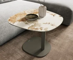BeistelltischEdge Boot 60x60 cm Keramik Minas Melange Eleny Metall Effektfinish Titan Sofort versandfertig