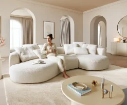Big-SofaEdina 330x170 cm Teddystoff Beige Sofort versandfertig