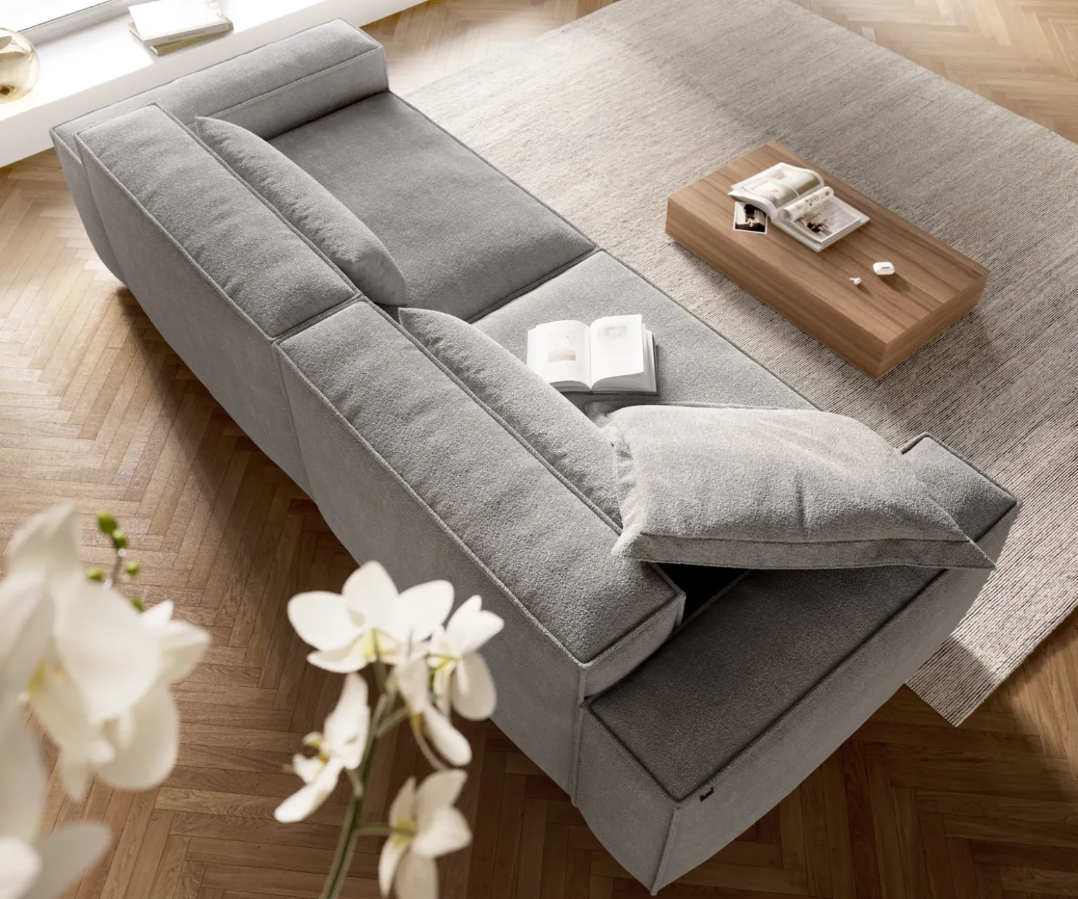 Big-SofaFreestyle Cozy 280x110 cm Strukturstoff Soft Grau Versandfertig ca. 16.10.26