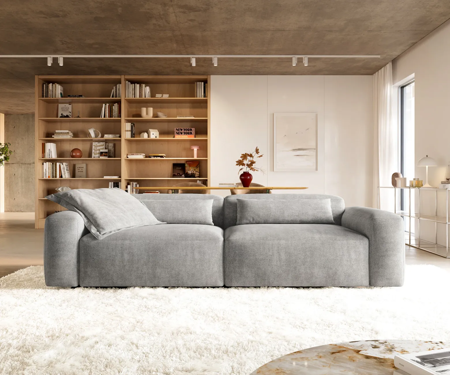 Big-SofaFreestyle Pure 280x110 cm Strukturstoff Soft Grau Versandfertig ca. 25.09.26
