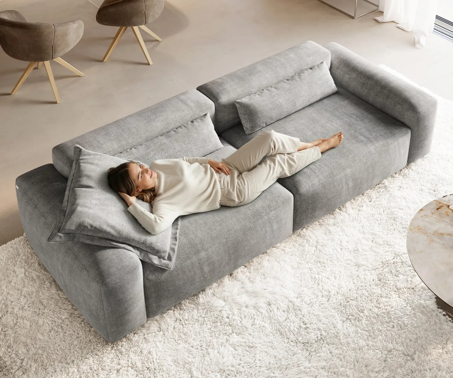 Big-SofaFreestyle Pure 280x110 cm Strukturstoff Soft Grau Versandfertig ca. 25.09.26