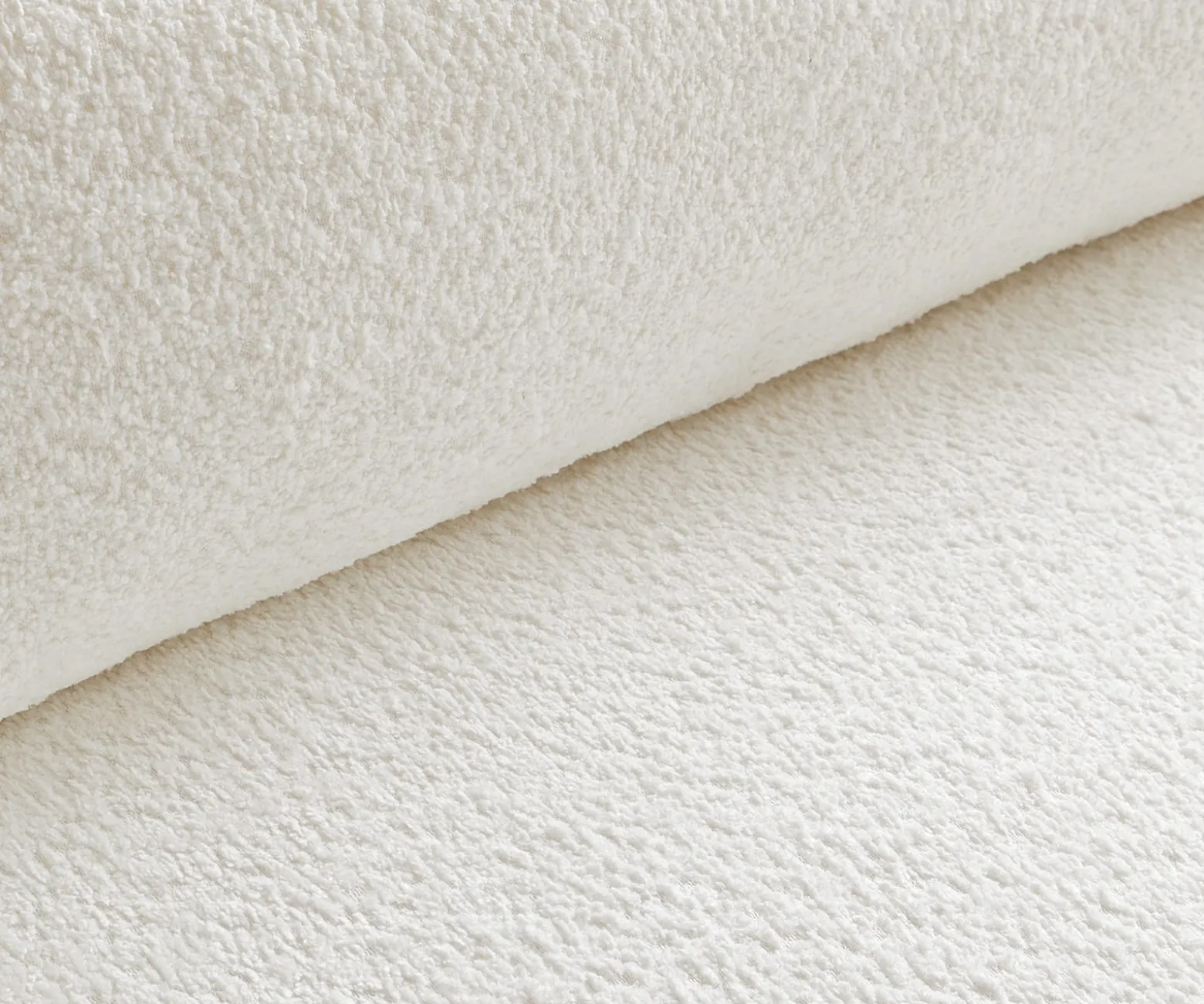 Big-SofaLanzo 230x95 cm Bouclé Creme-Weiß mit Hocker Sofort versandfertig