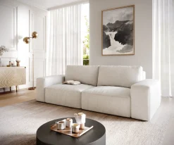 Big-SofaLanzo 230x95 cm Bouclé Creme-Weiß Sofort versandfertig
