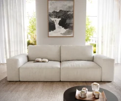 Big-SofaLanzo 230x95 cm Bouclé Creme-Weiß Sofort versandfertig