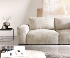 Big-SofaLanzo 230x95 cm Cord Beige mit Hocker Sofort versandfertig
