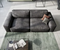 Big-SofaLanzo 230x95 cm Lederimitat Vintage Anthrazit Sofort versandfertig