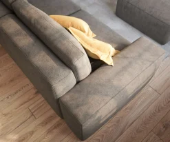 Big-SofaLanzo 230x95 cm Mikrofaser Khakibraun mit Hocker Sofort versandfertig