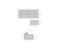 Big-SofaLanzo 230x95 cm Mikrofaser Khakibraun mit Hocker Sofort versandfertig