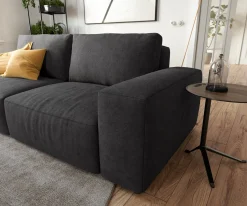 Big-SofaLanzo 230x95 cm Mikrofaser Schwarz mit Hocker Sofort versandfertig