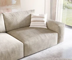 Big-SofaLanzo XL 270x130 cm Cord Beige mit Hocker Sofort versandfertig