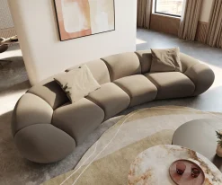Big-SofaLunna 360x175 cm Fein Bouclé Taupe 2 Kissen Sofort versandfertig