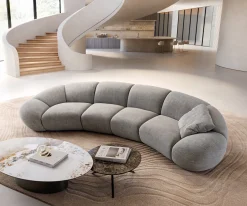 Big-SofaLunna 360x175 cm Strukturstoff Soft Grau 2 Kissen Sofort versandfertig