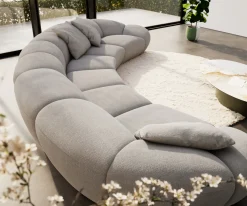 Big-SofaLunna 470x210 cm Strukturstoff Soft Grau 3 Kissen Sofort versandfertig