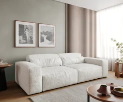 Big-SofaSirpio 230x95 cm Bouclé Creme-Weiß Sofort versandfertig