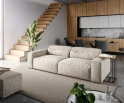 Big-SofaSirpio 230x95 cm Cord Beige mit Hocker Sofort versandfertig