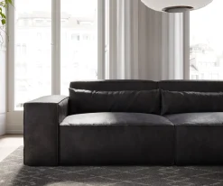 Big-SofaSirpio 230x95 cm Lederimitat Vintage Anthrazitmit Hocker Sofort versandfertig