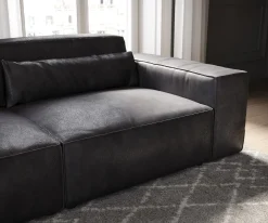 Big-SofaSirpio 230x95 cm Lederimitat Vintage Anthrazitmit Hocker Sofort versandfertig