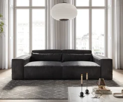 Big-SofaSirpio 230x95 cm Lederimitat Vintage Anthrazit Sofort versandfertig