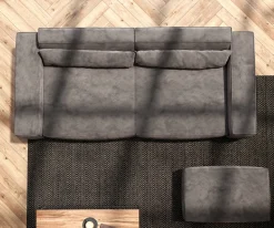 Big-SofaSirpio 230x95 cm Mikrofaser Khakibraun mit Hocker Sofort versandfertig