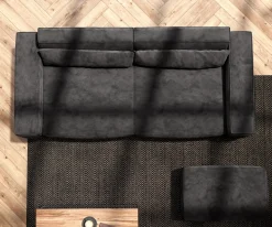 Big-SofaSirpio 230x95 cm Mikrofaser Schwarz mit Hocker Sofort versandfertig