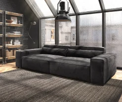 Big-SofaSirpio XL 270x130 cm Mikrofaser Schwarz Sofort versandfertig