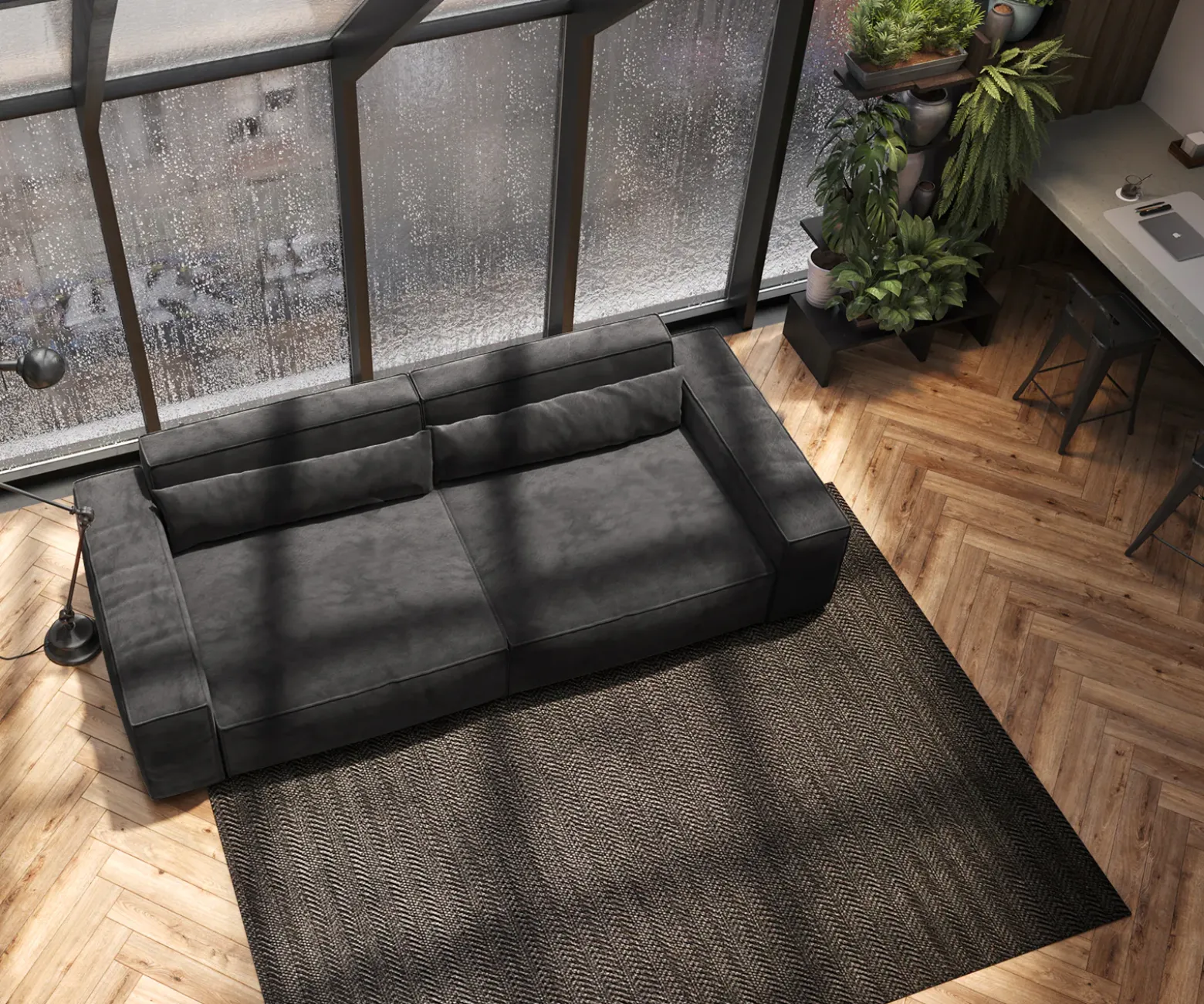 Big-SofaSirpio XL 270x130 cm Mikrofaser Schwarz Sofort versandfertig