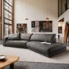 Big-SofaSnoosh 400x150 cm Mikrofaser Schwarz Vintage Recamiere rechts Sofort versandfertig