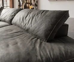 Big-SofaSnoosh 400x150 cm Mikrofaser Schwarz Vintage Recamiere rechts Sofort versandfertig