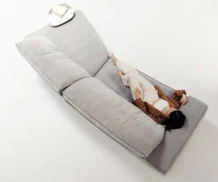 Big-SofaSnoosh 400x150 cm Strukturstoff Soft Grau Recamiere rechts Sofort versandfertig