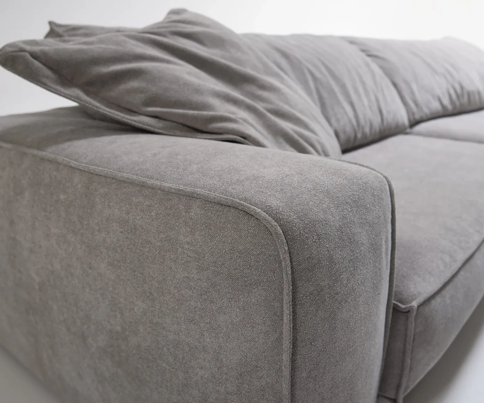 Big-SofaSnoosh 400x150 cm Strukturstoff Soft Grau Recamiere rechts Sofort versandfertig
