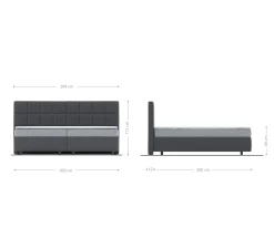 BoxspringbettDream-Fine Mikrofaser Anthrazit Vintage 200x200 cm Bonell-Matratze PU-Topper Sofort versandfertig