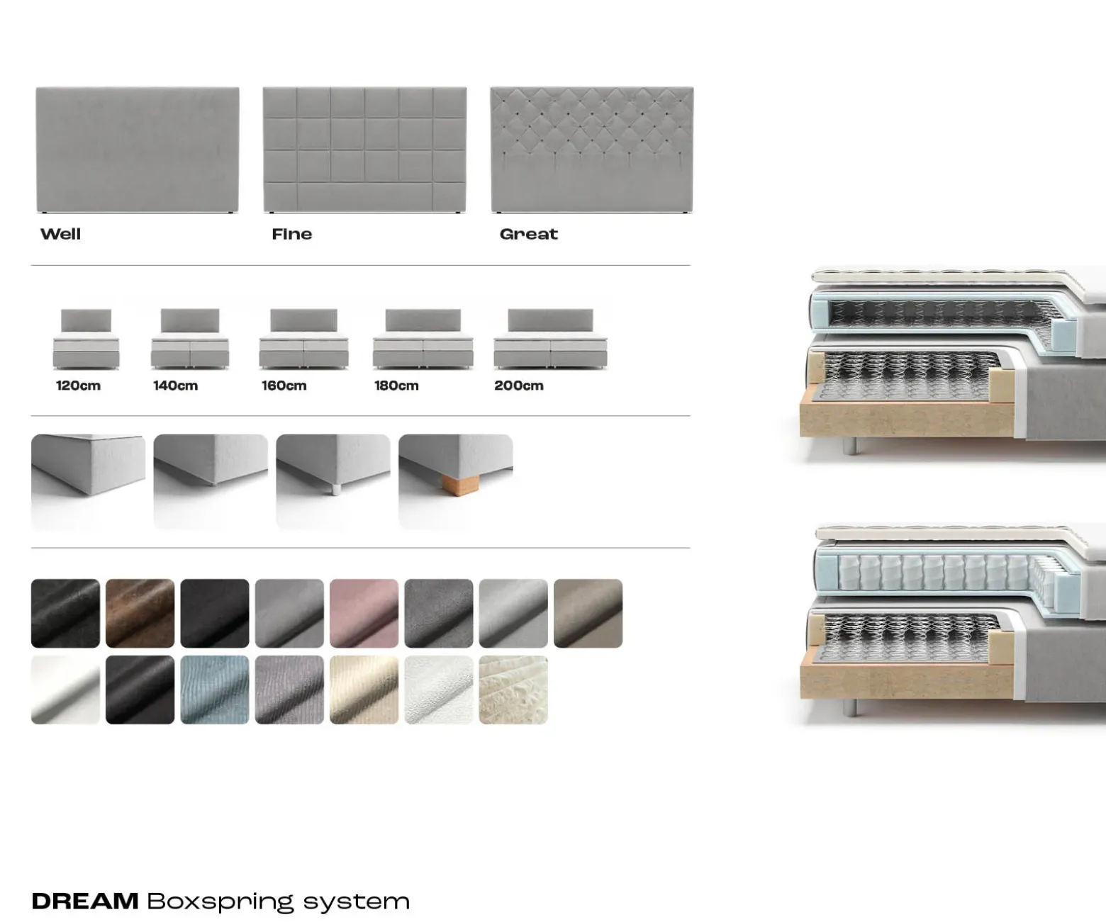 BoxspringbettDream-Fine Mikrofaser Beige 200x200 cm mit Taschenfederkernmatratze und Topper Visco Sofort versandfertig