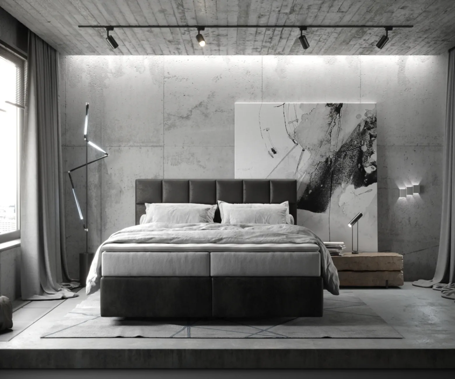 BoxspringbettDream-Fine 160x200 cm Mikrofaser Anthrazit Vintage mit TFK Matratze und Visco Topper Sofort versandfertig