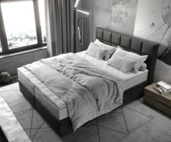 BoxspringbettDream-Fine 160x200 cm Mikrofaser Anthrazit Vintage mit TFK Matratze und Visco Topper Sofort versandfertig