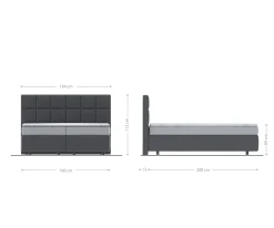 BoxspringbettDream-Fine 160x200 cm Mikrofaser Anthrazit Vintage mit TFK Matratze und Visco Topper Sofort versandfertig