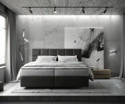 BoxspringbettDream-Fine 180x200 cm Mikrofaser Anthrazit Vintage mit TFK Matratze und Visco Topper Sofort versandfertig