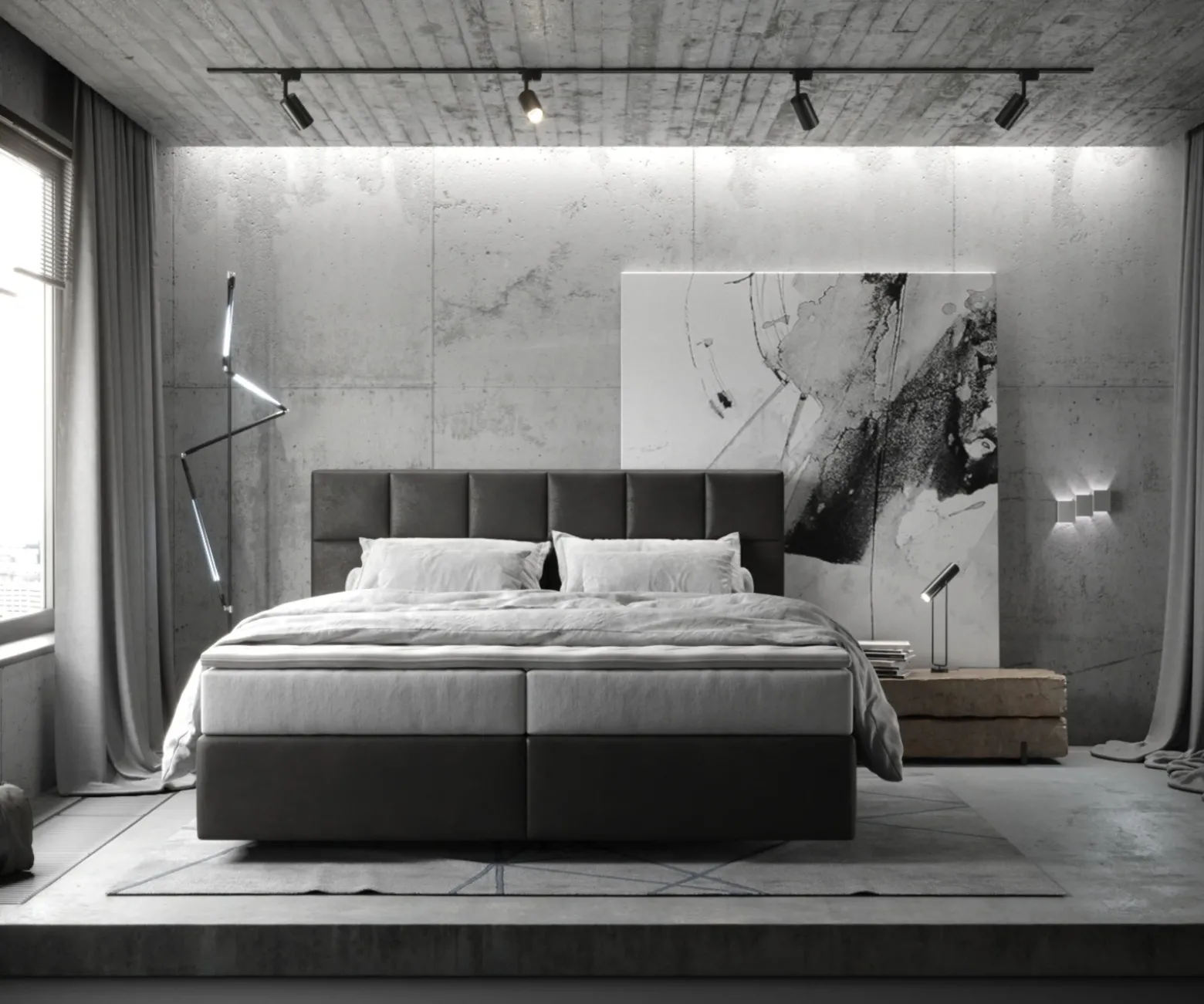 BoxspringbettDream-Fine 180x200 cm Mikrofaser Anthrazit Vintage mit TFK Matratze und Visco Topper Sofort versandfertig